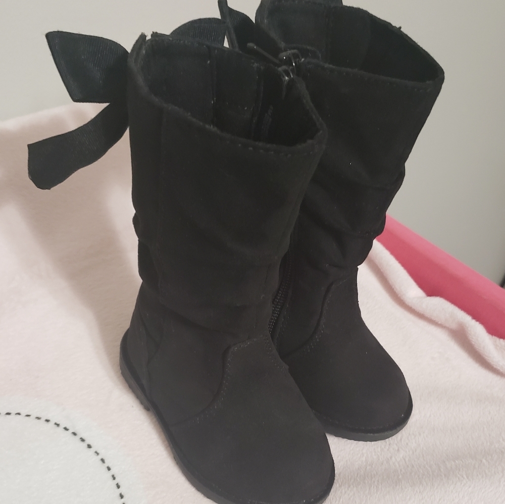Baby girls knee high black boots